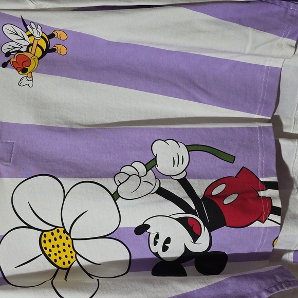 Mickey Mouse Purple and White Long Sleeve Cropped Shirt - Picture 2 of 4